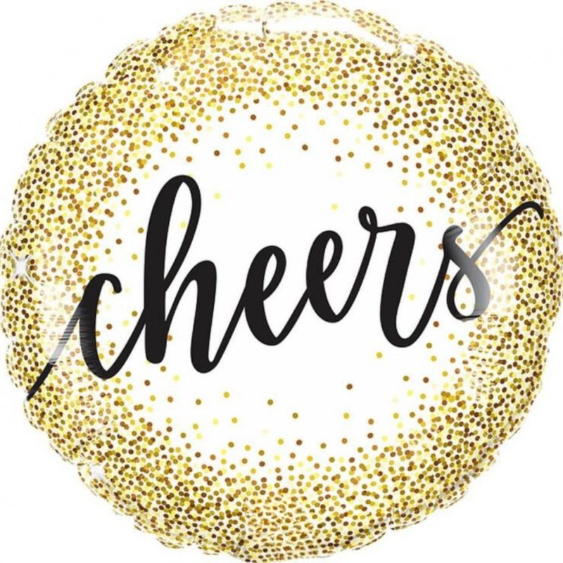 Foliowe Balony złoty z napis. "Cheers". 18" - 46 cm / 1 szt.