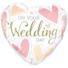Foliowe Balony kolorowe z napis. "ON YOUR WEDDING DAY". 18" - 46 cm / 1 szt.