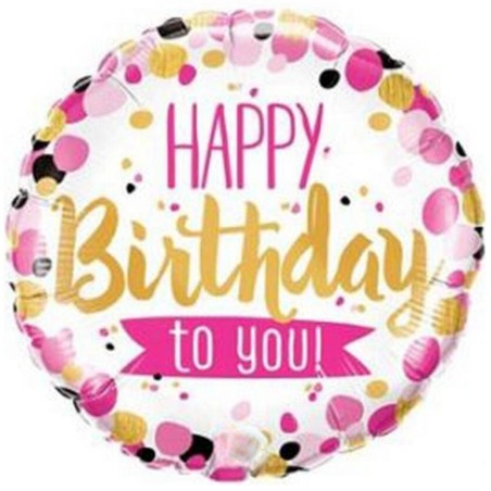 Foliowe Balony kolorowe z napis. "Happy Birthday". 18" - 46 cm / 1 szt.