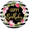 Foliowe Balony kolorowe z napis. "Happy Birthday" (Kwiaty). 18" - 46 cm / 1 szt.