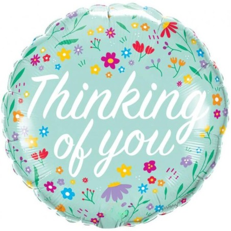 Foliowe Balony kolorowe z napis. "Thinking Of You". 18" - 46 cm / 1 szt.
