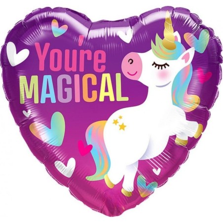 Foliowe Balony kolorowe z napis. "You're Magical" (Unicorn). 18" - 46 cm / 1 szt.