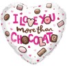 Foliowe Balony kolorowe z napis. "I Love You More Than Chocolate". 18" - 46 cm / 1 szt.(pakowany)