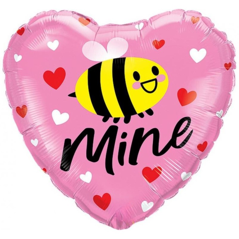 Foliowe Balony kolorowe z napis. "Mine" (serce). 18" - 46 cm / 1 szt.