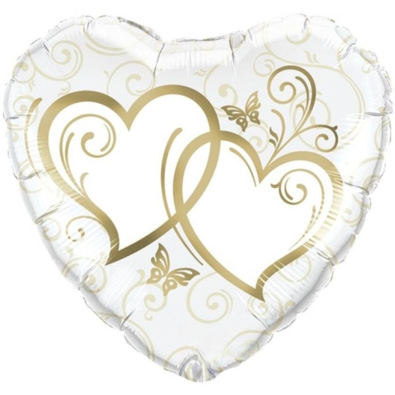 Foliowe Balony złote z nadr. Serca (serce). 18" - 46 cm / 1 szt.