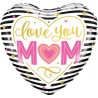 Foliowe Balony kolorowe z napis. "LOVE YOU MOM" (serce). 18" - 46 cm / 1 szt.