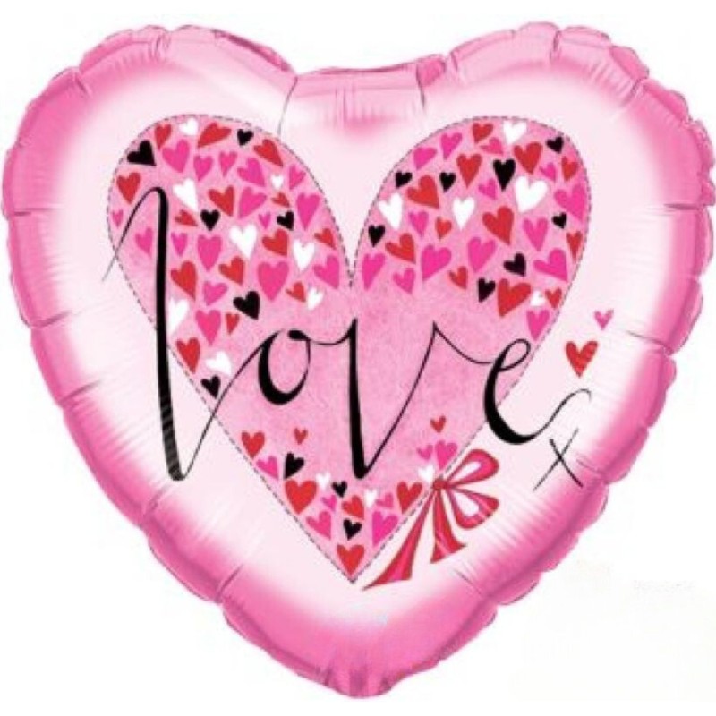 Foliowe Balony różowe z napis. "Love" (serce). 18" - 46 cm / 1 szt.