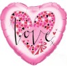Foliowe Balony różowe z napis. "Love" (serce). 18" - 46 cm / 1 szt.