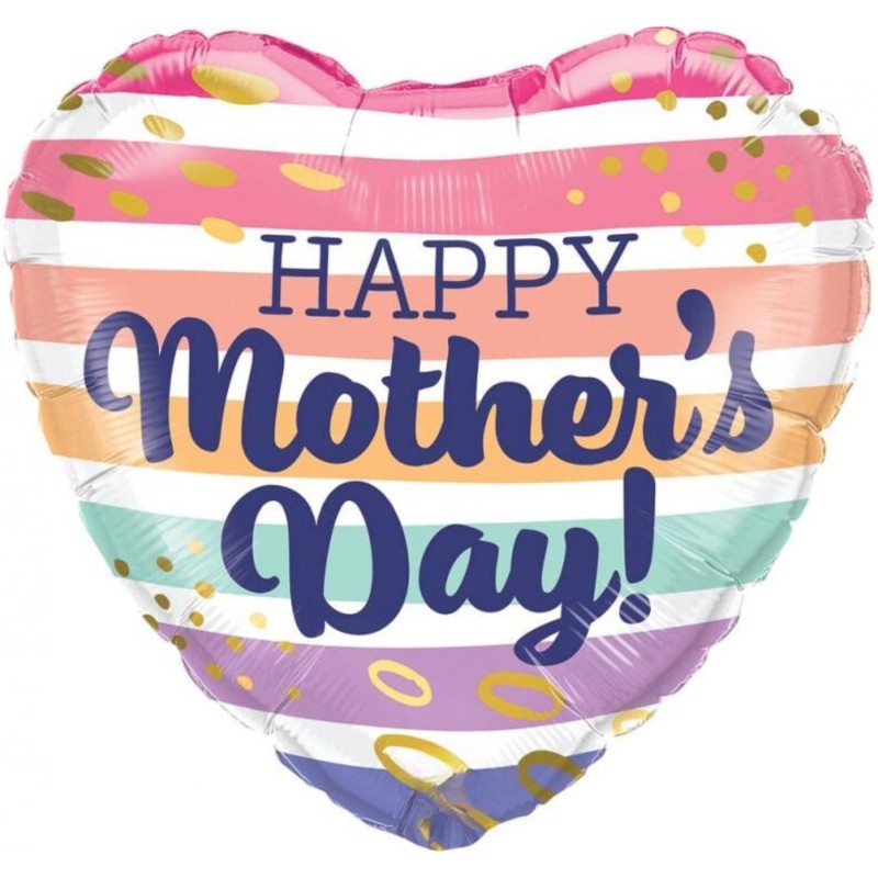 Foliowe Balony kolorowe z napis. "Happy Mother's Day". 18" - 46 cm / 1 szt.
