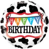 Foliowe Balony kolorowe z napis. "Happy Birthday" (Cow Pattern). 18" - 46 cm / 1 szt.