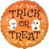 Foliowe Balony pomarańczowe z napis. "Trick or treat". 18" - 46 cm / 1 szt.