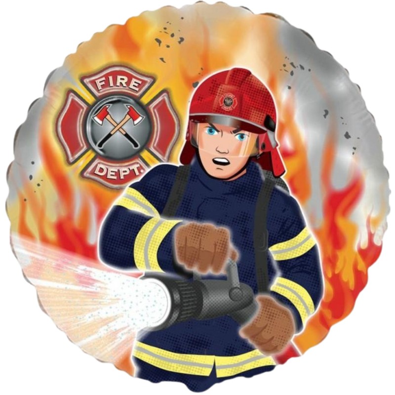 Foliowe Balony kolorowe z nadr. Strażak. 18" - 46 cm / 1 szt.