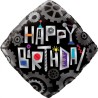 Foliowe Balony kolorowe z napis. "Happy Birthday" (Cogwheels). 18" - 46 cm / 1 szt.