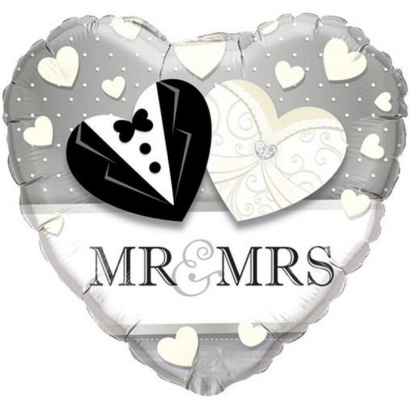 Foliowe Balony kolorowe z napis. "MR & MR's". 18" - 46 cm / 1 szt.