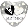 Foliowe Balony kolorowe z napis. "MR & MR's". 18" - 46 cm / 1 szt.
