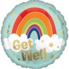 Foliowe Balony kolorowe z napis. "Get Well" (Golden Rainbow). 18" - 46 cm / 1 szt.(zapakowany)