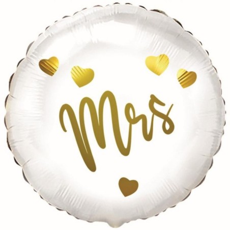 Foliowe Balony białe z napis. "Mrs". 18" - 46 cm / 1 szt.