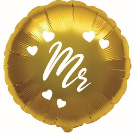 Foliowe Balony złote z napis. "Mr". 18" - 46 cm / 1 szt.(pakowany)