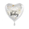 Foliowe Balony białe z napis. "Welcome baby". 18" - 46 cm / 1 szt.(zapakowany)