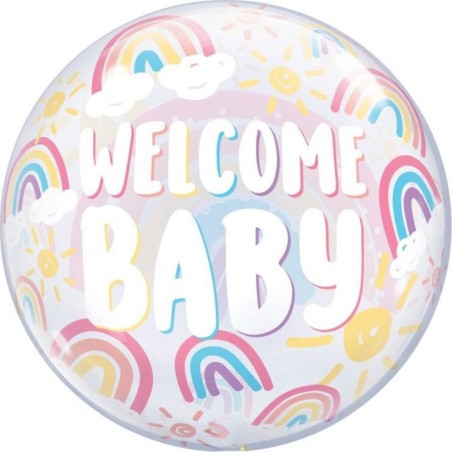 Foliowe Balony kolorowe z napis. "Welcome Baby". 22" - 56 cm / 1 szt.