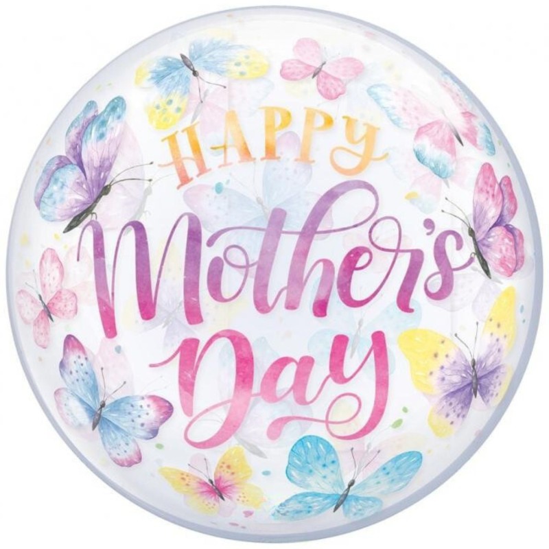 Foliowe Balony kolorowe z napis. "Happy Mother's Day " (Butterflies). 22" - 56 cm / 1 szt. -
