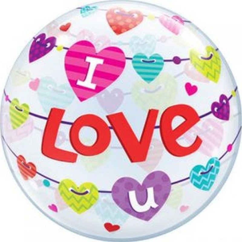 Foliowe Balony kolorowe z napis. "I Love You". 22" - 56 cm / 1 szt.