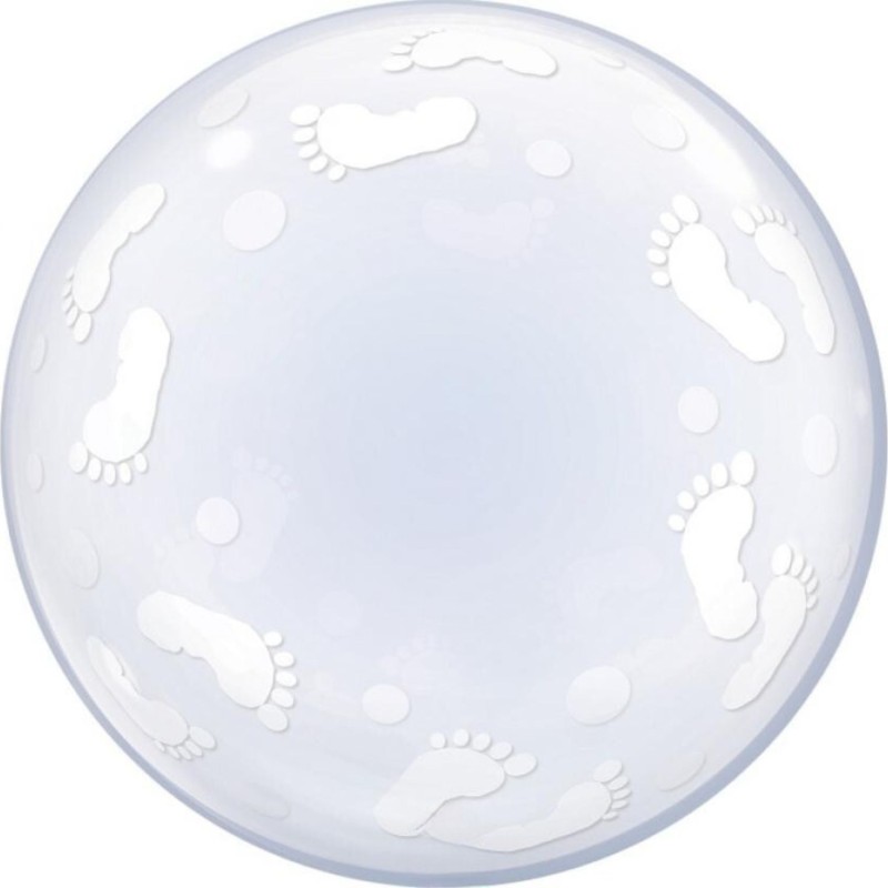 Foliowe Balony białe z nadru. Baby Footprints. 22" - 56 cm / 1 szt.