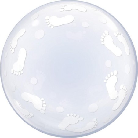 Foliowe Balony białe z nadru. Baby Footprints. 22" - 56 cm / 1 szt.
