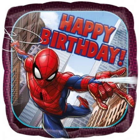Foliowe Balony kolorowe z napis. "Happy Birthday" (Spiderman). 18" - 46 cm / 1 szt.