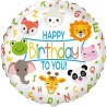 Foliowe Balony kolorowe z napis. "Happy Birthday" (zwierzątka). 18" - 46 cm / 1 szt.(pakowany)