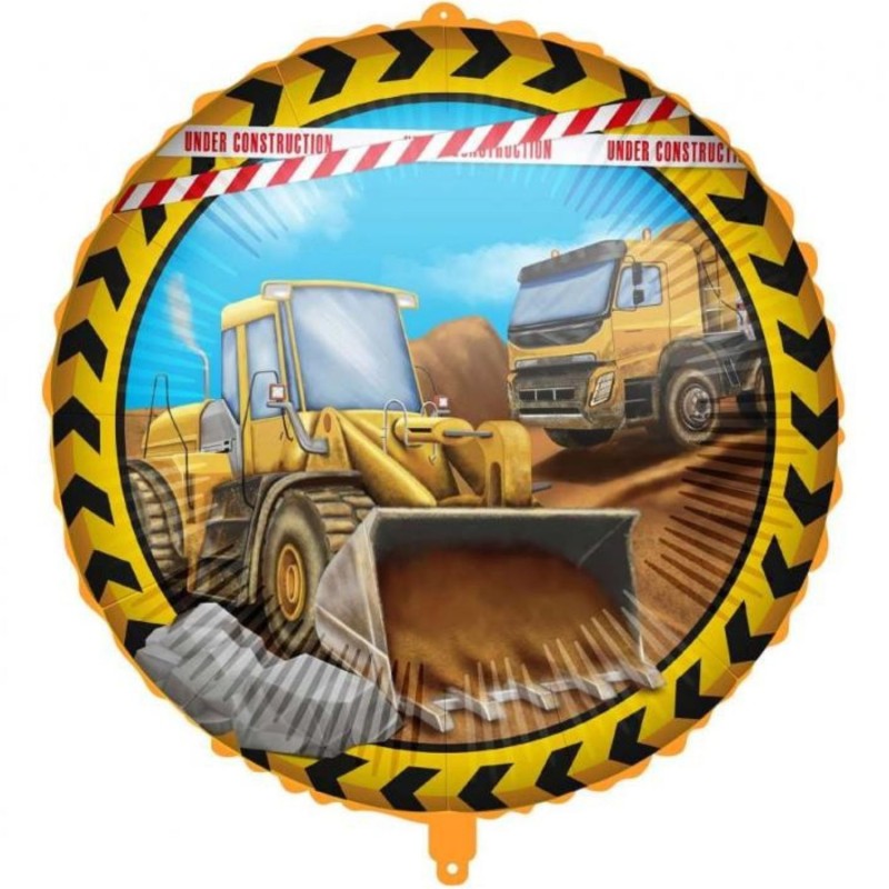 Foliowe Balony kolorowe z nadr. Construction. 18" - 46 cm / 1 szt.