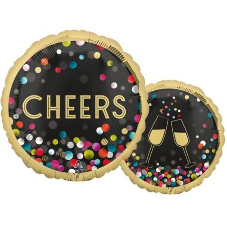 Foliowe Balony kolorowe z napis. "Cheers" (Kieliszki do szampana). 18" - 46 cm / 1 szt.
