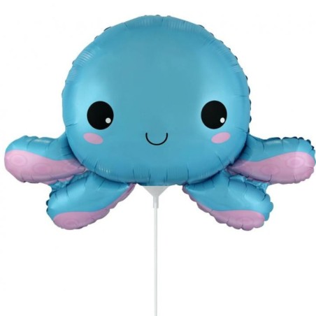 Foliowe Balony niebieskie w kszta. Szczęśliwa ośmiornica . 14" - 35 cm / 1 szt.