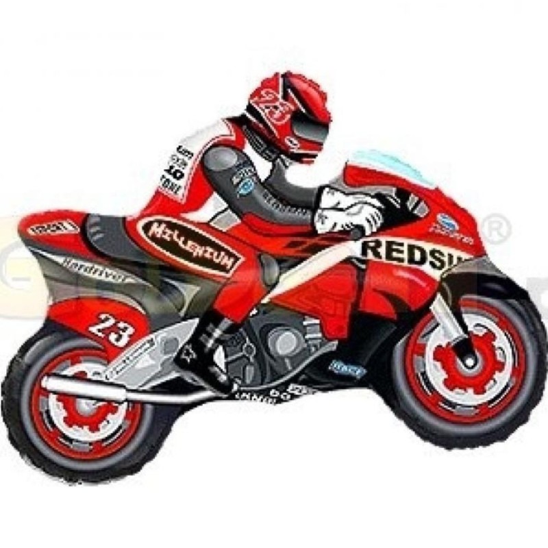 Foliowe Balony czerwony w kszta. Motor. 14" - 35 cm / 1 szt.