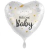 Foliowe Balony białe z napis. "Welcome baby". 18" - 46 cm / 1 szt.(zapakowany)