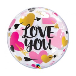 Foliowe Balony kolorowe z napis. "Love You". 22" - 56 cm / 1 szt.