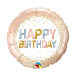 Foliowe Balony kolorowe z napis. "Happy Birthday" (METALLIC DOTS). 18" - 46 cm / 1 szt.