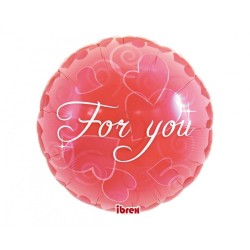 Foliowy Balony czerwone z napis. "For You"(Okrągłe). 14" - 35 cm / 1 szt.
