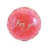 Foliowy Balony czerwone z napis. "For You"(Okrągłe). 14" - 35 cm / 1 szt.