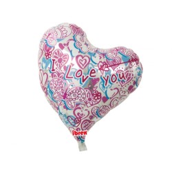 Foliowy Balony różowy z napis. "I love you"(Serce). 14" - 35 cm / 1 szt.