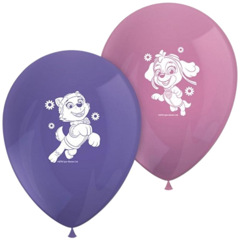 Lateksowe balony fioletowe nadruk Paw Parol 11" - 28 cm/ 8 sztuk