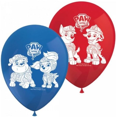 Zestaw 8 balonów "Paw Patrol" Psi Patrol, czerwone-niebieskie 28cm