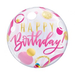Foliowe Balony różowo-złote z napis. "Happy Birthday". 22" - 56 cm / 1 szt.