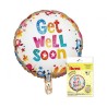 Foliowy Balony kolorowy z napis. "Get well soon"(Okrągłe). 14" - 35 cm / 1 szt.