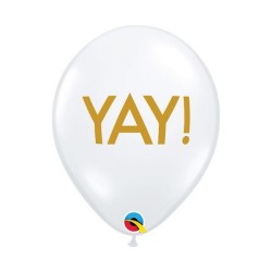 Lateksowe Balony przezroczysty z napis. "YAY!" 11" - 28 cm / 25 szt.