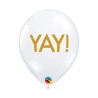Lateksowe Balony przezroczysty z napis. "YAY!" 11" - 28 cm / 25 szt.