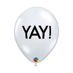 Lateksowe Balony przezroczyste z napis. "YAY!" 11" - 28 cm / 25 szt.