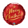 Foliowe Balony czerwony z napisem "Merry Christmas". 18"- 46 cm / 1 szt.