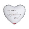 Foliowy Balony biały z napis. "On Your Wedding Day"(Serce). 14" - 35 cm / 1 szt.