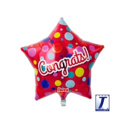 Foliowe Balony czerwony z napisem "Congrats". 15"- 38 cm / 1 szt.